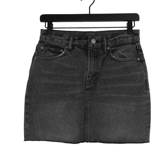 Allsaints Betty Mini Denim Raw Hem Skirt in Black Wash SZ US 2 - Picture 1 of 4